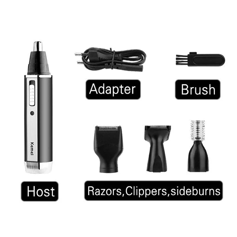 Kemei 4in1 Nose Hair Trimmer For Men Face Body Shaver Set