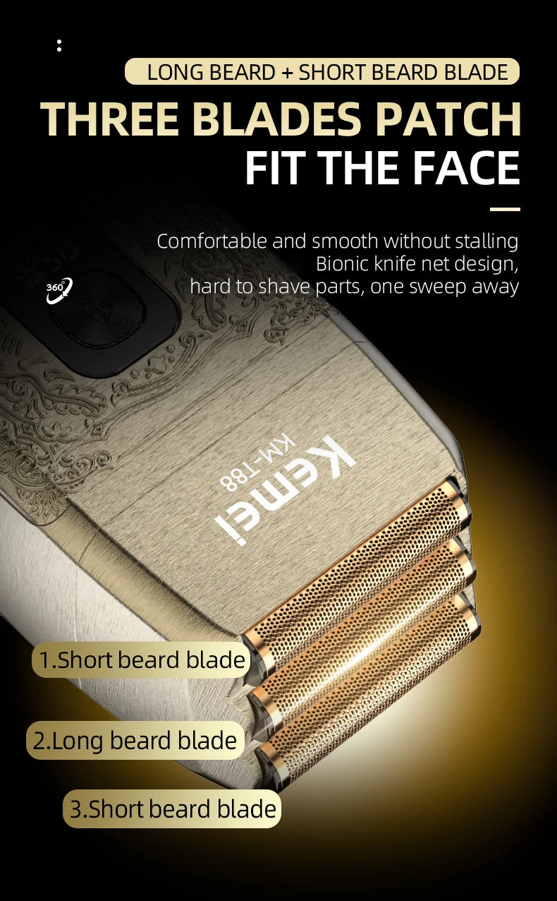 Kemei 8500 RPM Electric Shaver for Men Rechargeable Beard Shaver