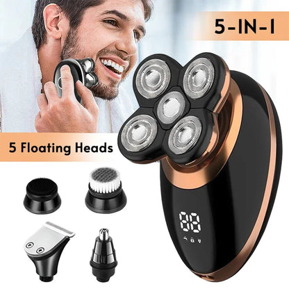5 In 1 Electric Shaver For Men Bald Head Hair Clipper Nose Trimmer Razor