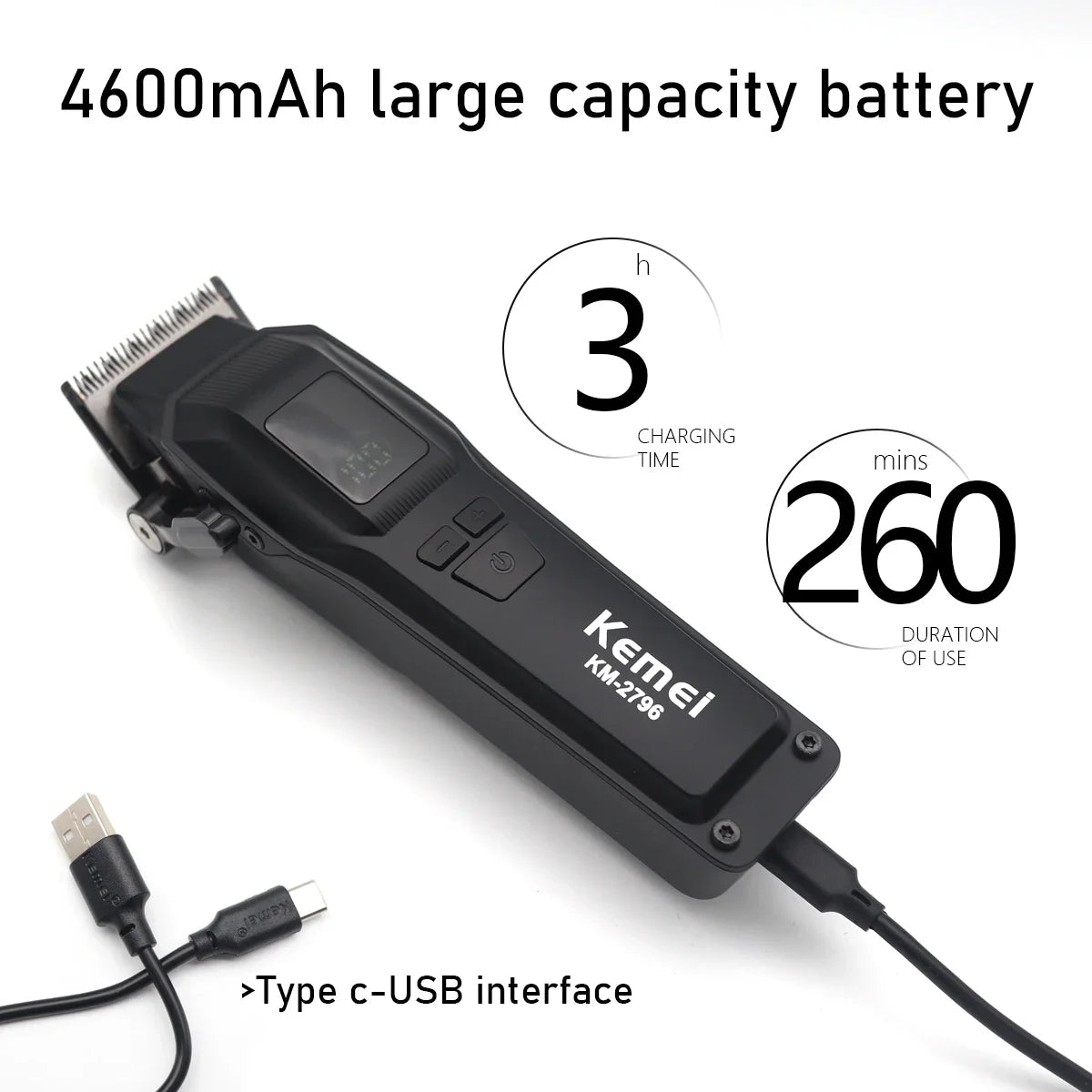 9000RPM Brushless Motor 4600mAh KM2796 Hair Clipper