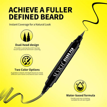 Double-headed Beard Filling Pen Black/Brown Waterproof