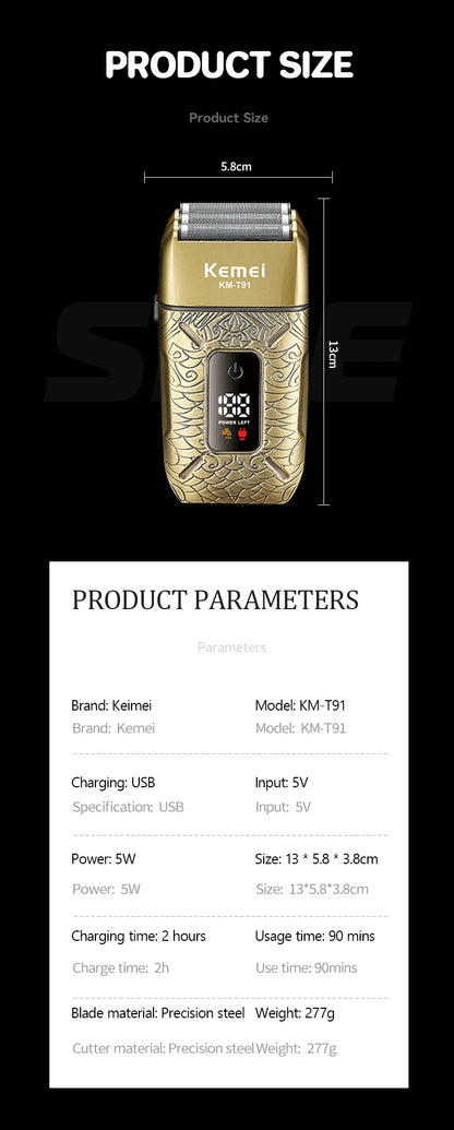 Kemei Electric Triple Blades Razor Rechargeable Barber KM-T91