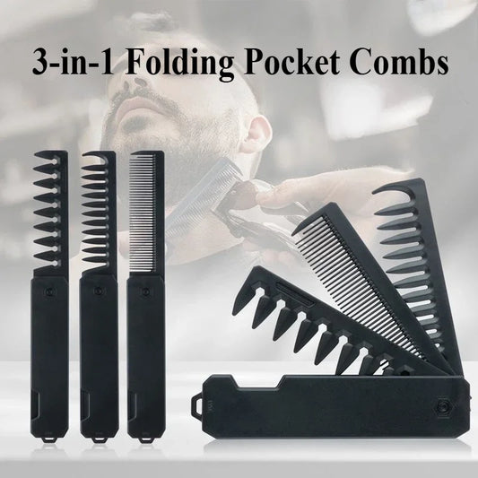 Multifunctional 3-in-1 Plastic Folding Pocket Combs