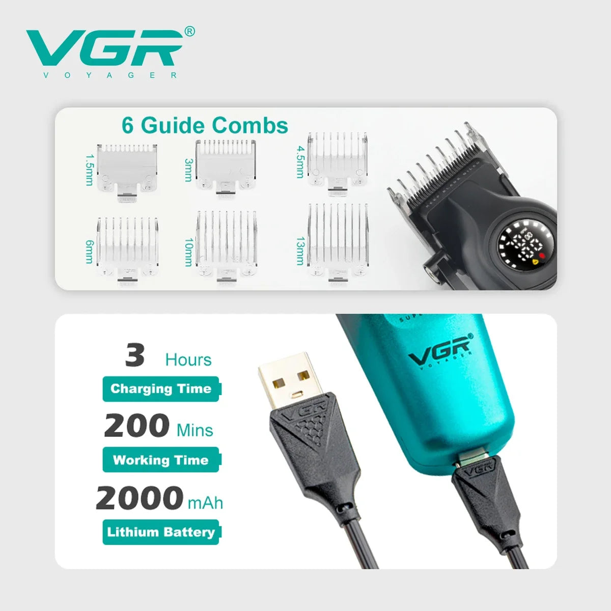 VGR V-196 V-996 Professional Barber Cutting Machines Kit