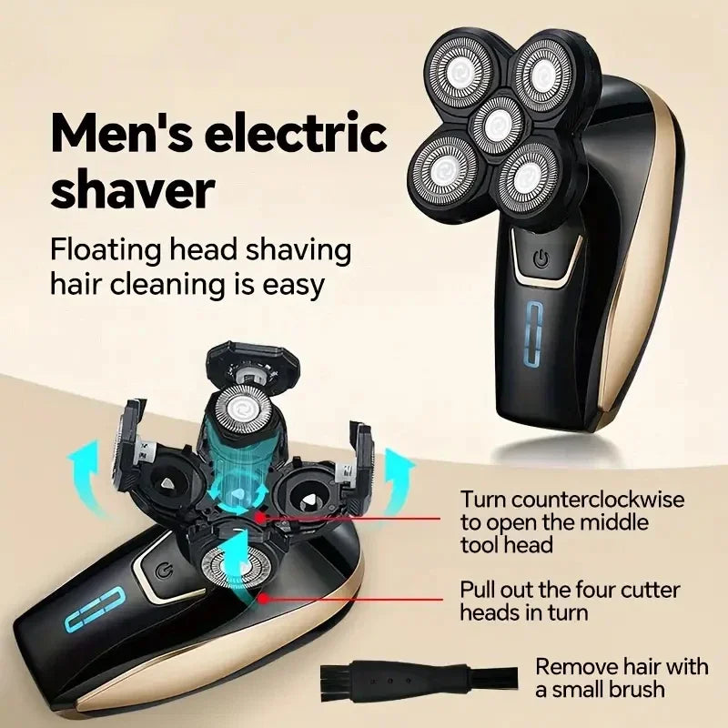 Electric Shaver Head Shaver 5 Floating Heads, Men's Cordless Blades