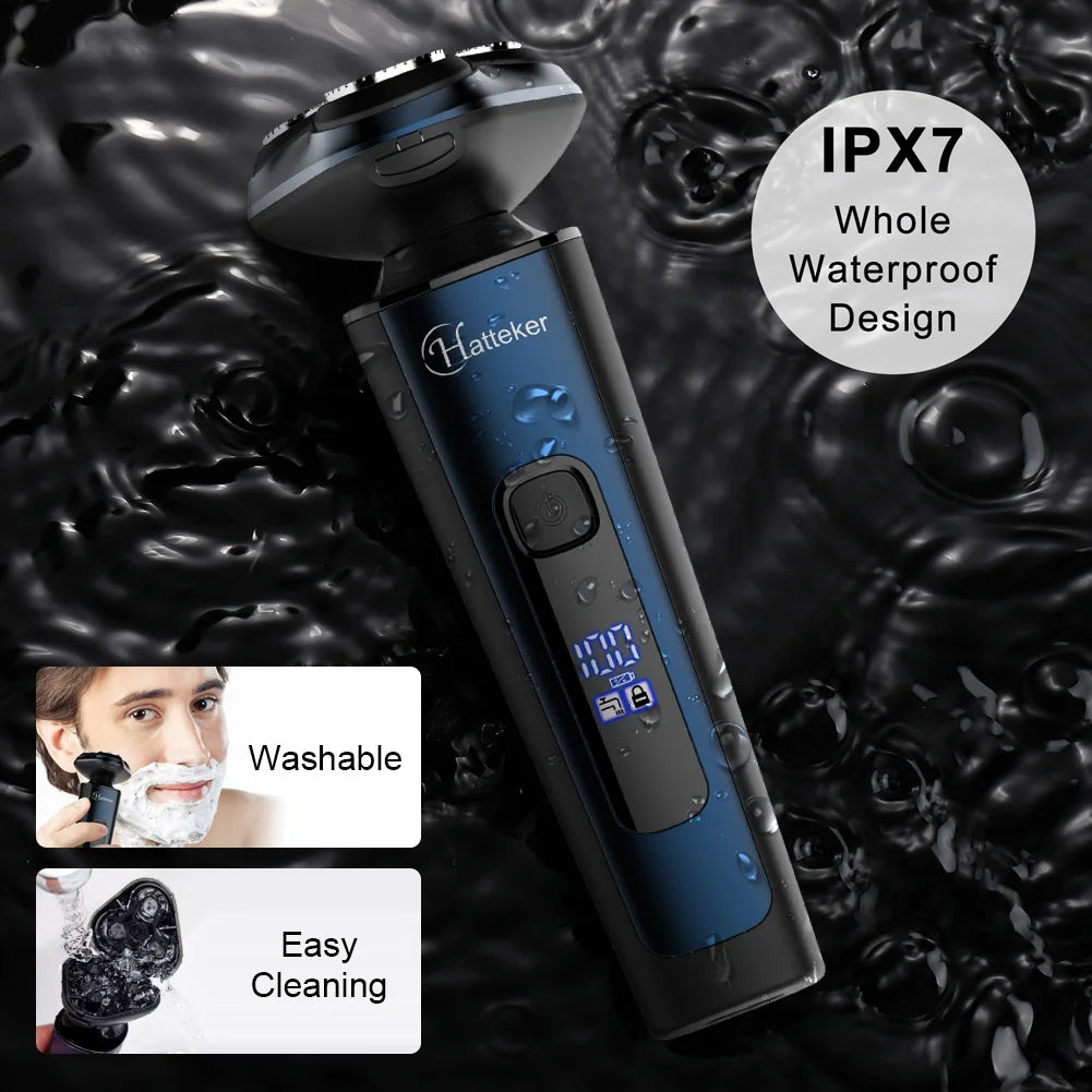 HATTEKER Rotary Electric Shaver Men's 3-in-1 Grooming Kit