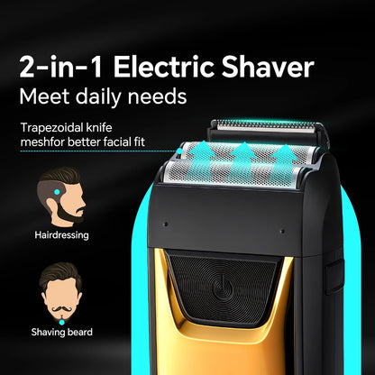 USB men's electric portable shaver with built-in back blade