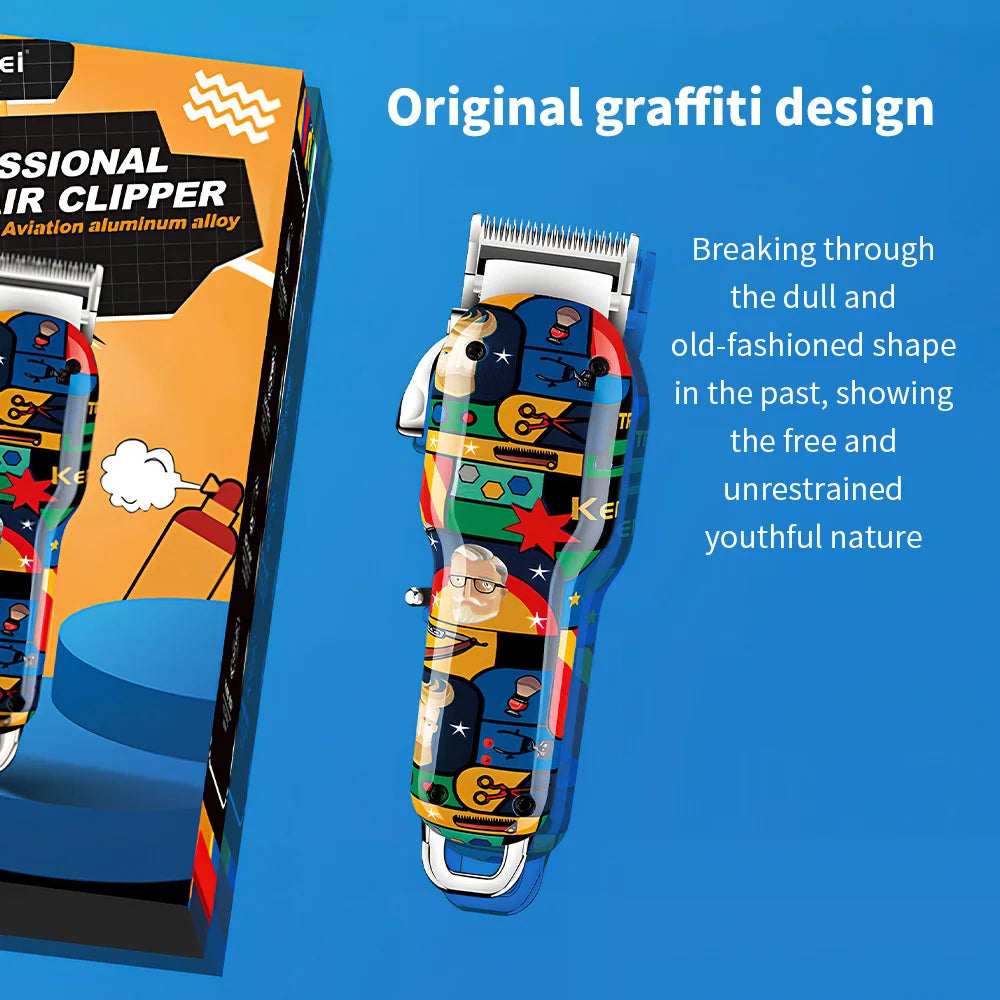 Kemei Graffiti Electric Hair Clipper Kit Men's Electric Shaver