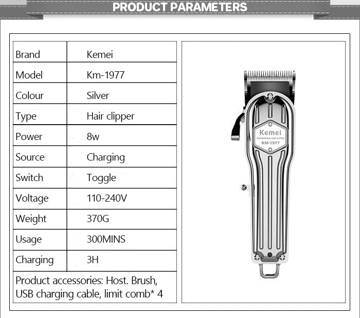 Kemei Shortcut Hair Clippers Self-Haircut Kit for Men
