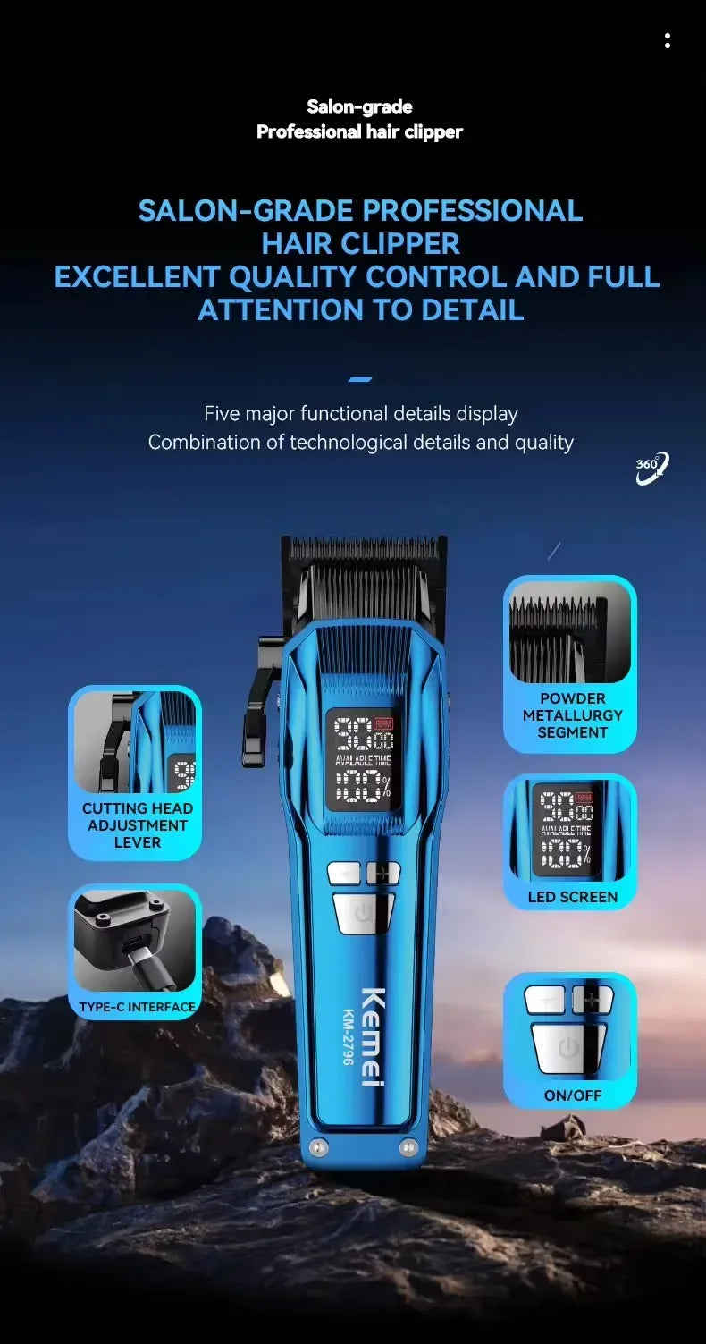 Kemei Hair Trimmer Professional Clippers Brushless Motor 9000 RPM