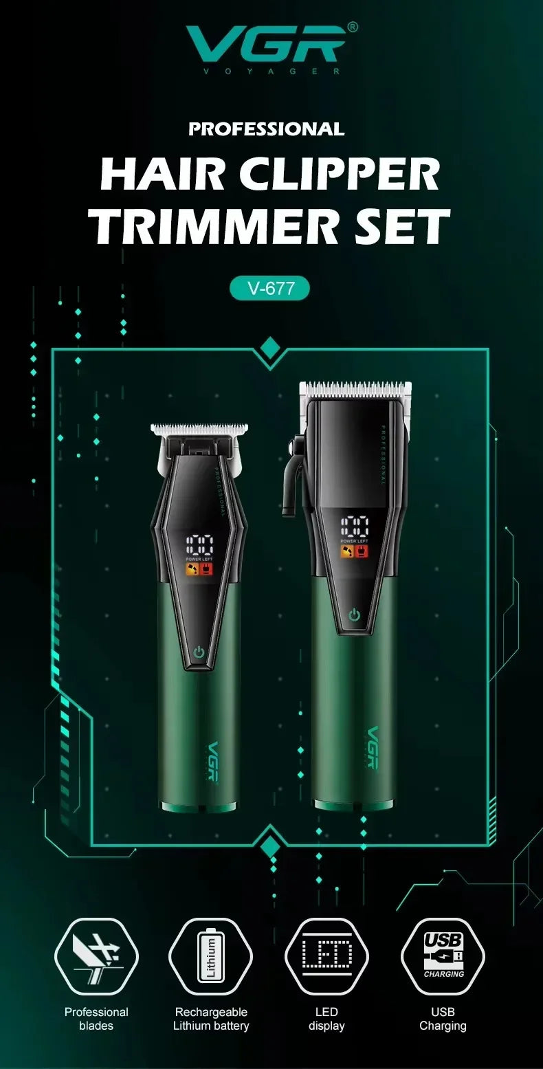 VGR Hair Trimmer Electric Barber Clippers Cordless V-677