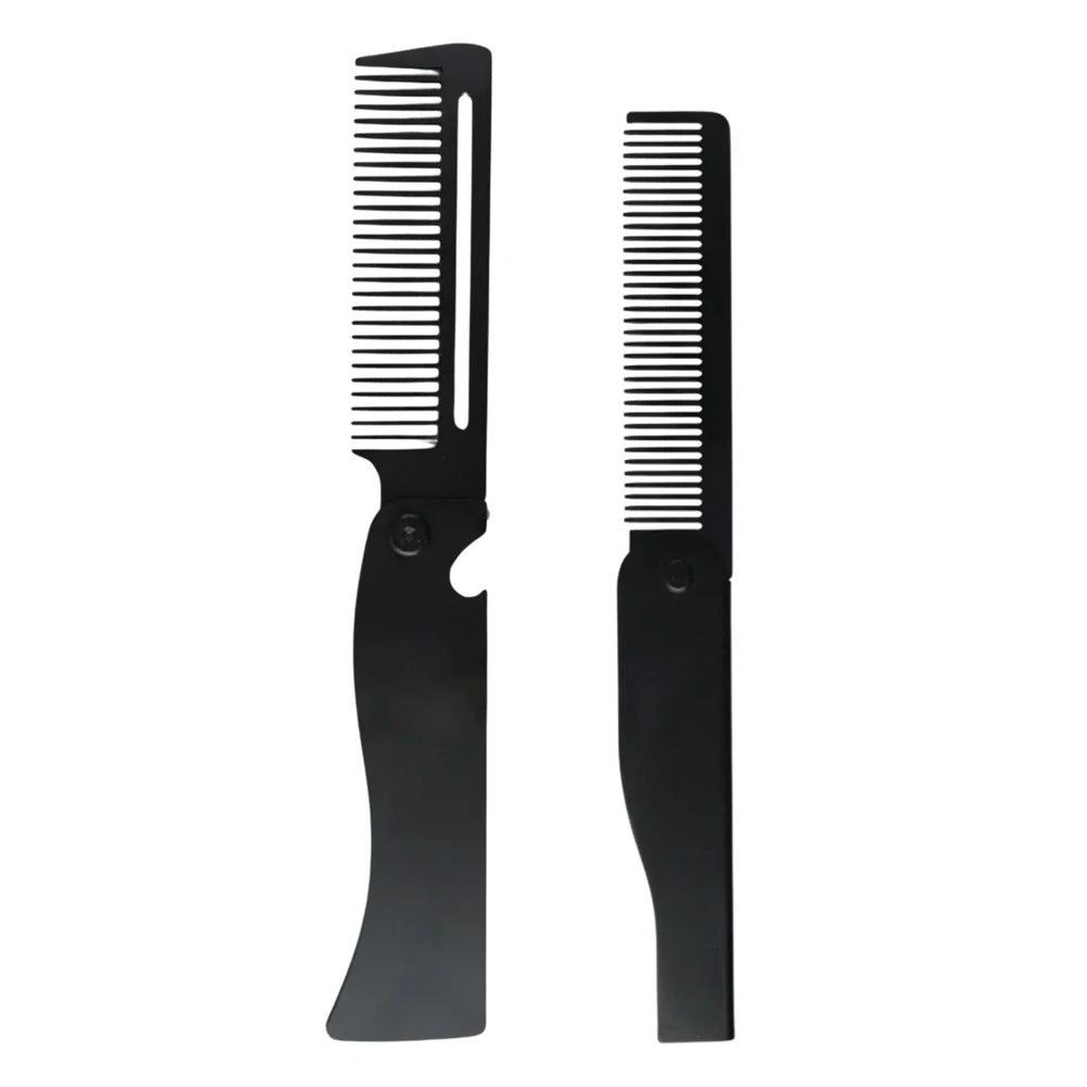 NEW Folding Stainless Steel Comb Men Retro Oil Head Combs