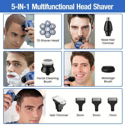 Sejoy Electric Bald Men Shavers Head 7 Floating Heads