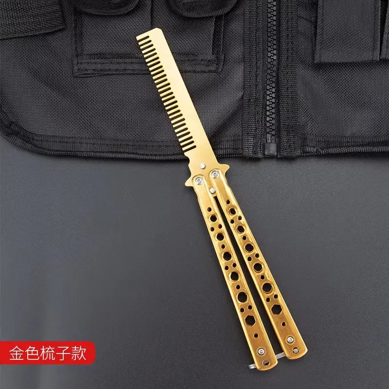 Foldable Comb Stainless Steel Practice Training Butterfly Comb