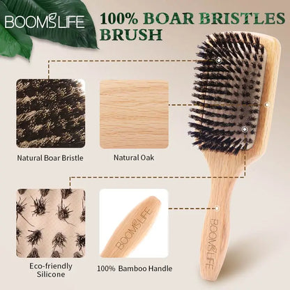 Boar Bristle Brush Wood Combs Scalp Massage