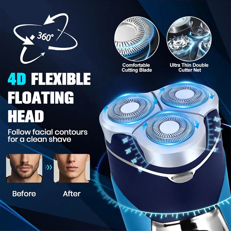 2in1 Men Electric Shaver with 3D Floating Head Shaver