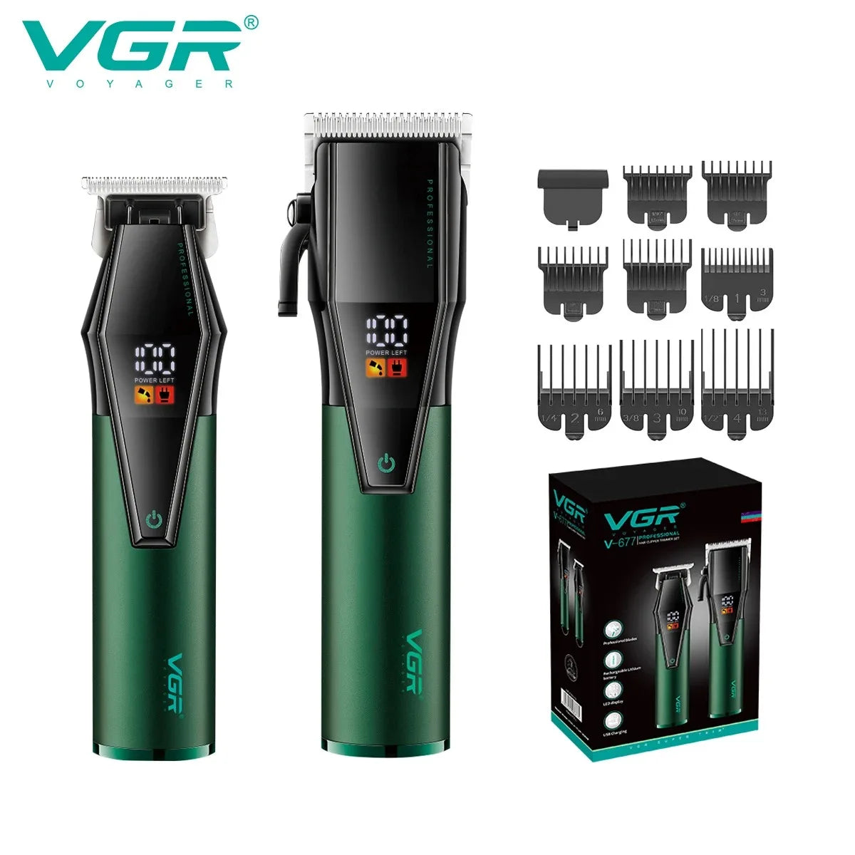 VGR Hair Trimmer Professional Clipper Barber Adjustable Haircut V-677