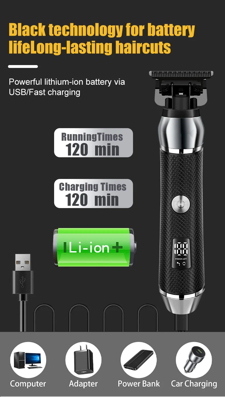 HIENA Hair Clipper For Men Professional Cordless Electric Beard Trimmer
