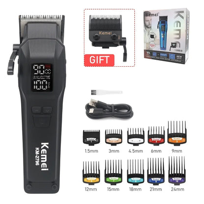 Kemei KM-2796 9000RPM Brushless Motor DLC Blade LCD Hair Cutting