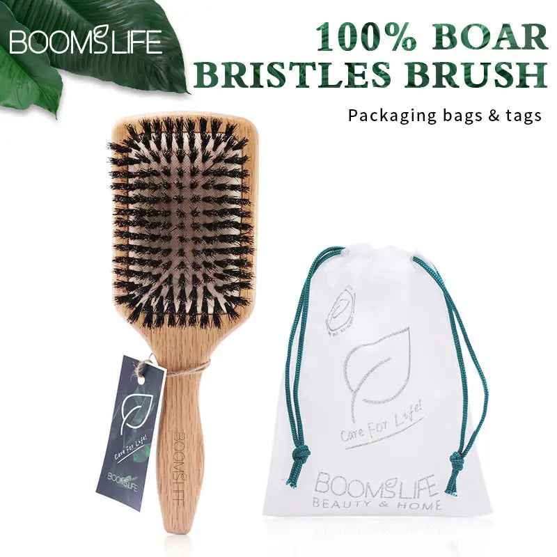 Boar Bristle Brush Wood Combs Scalp Massage