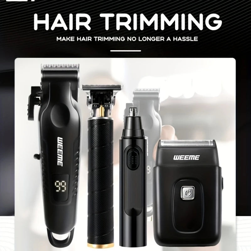 4 in 1 Men Grooming Kit LCD Display USB Rechargeable Hair Clipper
