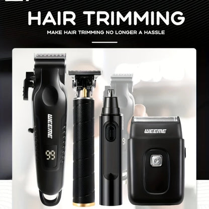 4 in 1 Men Grooming Kit LCD Display USB Rechargeable Hair Clipper