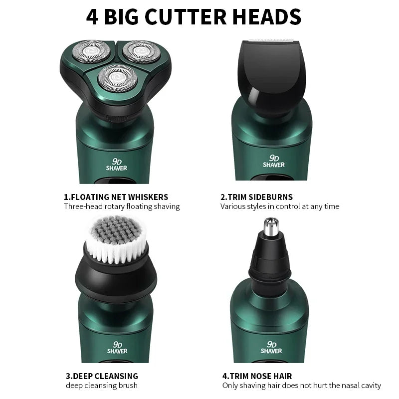 New Smart Electric Shaver LCD Digital Display Three-head Floating Razor