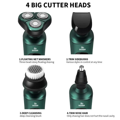 New Smart Electric Shaver LCD Digital Display Three-head Floating Razor