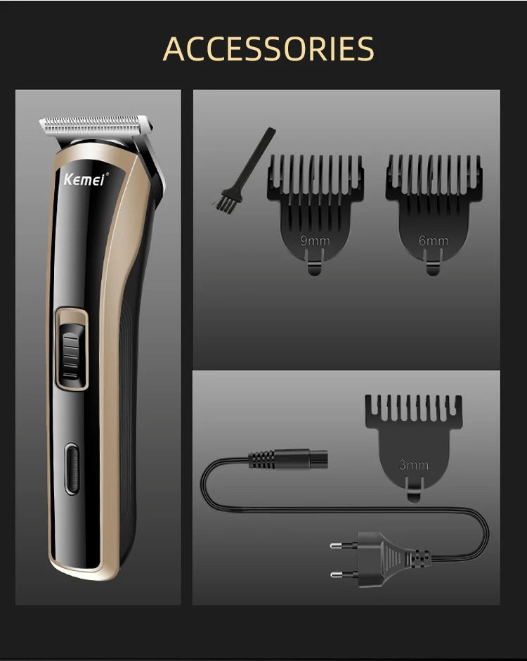 Kemei KM-418 Hair Clipper - Waterproof Rechargeable Hair Trimmer 60min 3W