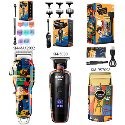 Kemei Graffiti Electric Hair Clipper Kit Men's Electric Shaver