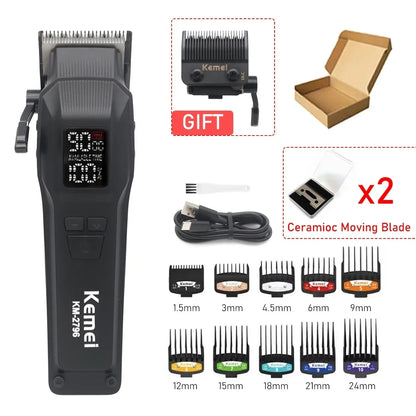 Kemei KM-2796 9000RPM Brushless Motor DLC Blade LCD Hair Cutting