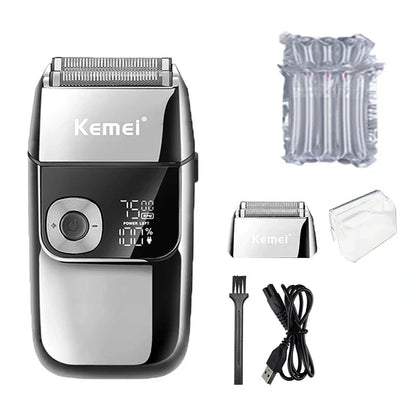 Kemei KM-2028 Men's Electric Metal Shaver LED Display Shavers