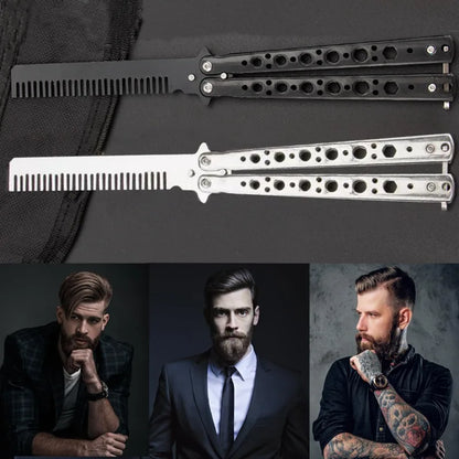 Foldable Comb Stainless Steel Practice Training Butterfly Comb