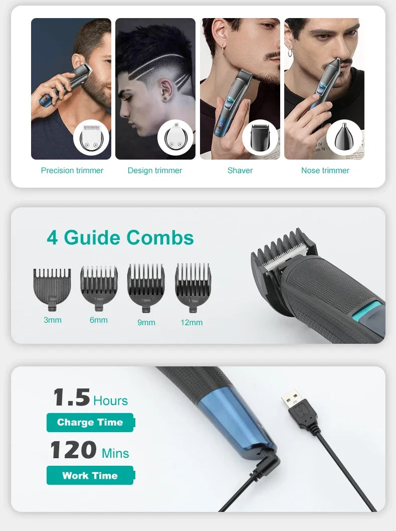 VGR All In One Beard Hair Trimmer For Men Grooming Kit