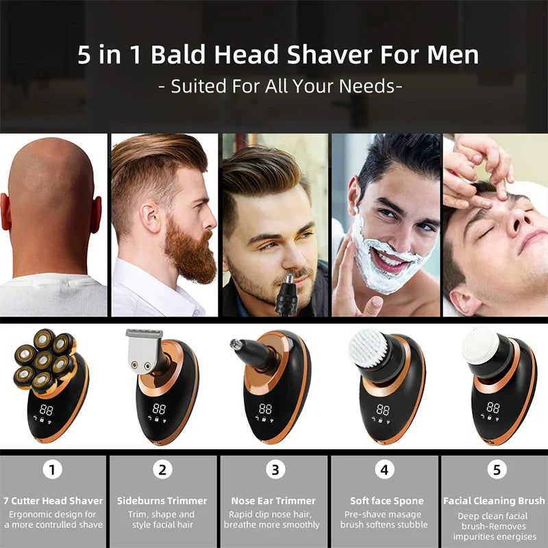 Men 7D Floating Men Electric Shaver Wet Dry Beard Hair Trimmer