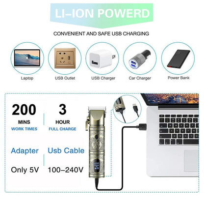 VGR Hair Clipper Professional Hair Trimmer LED Display V-697