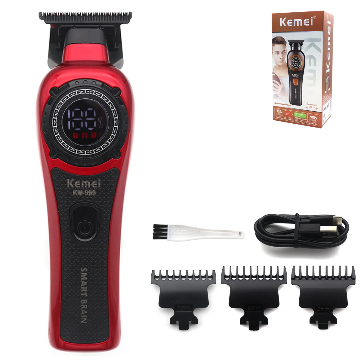 Kemei KM-999 Hair Trimmer for Men DLC T-Blade Zero Gapped