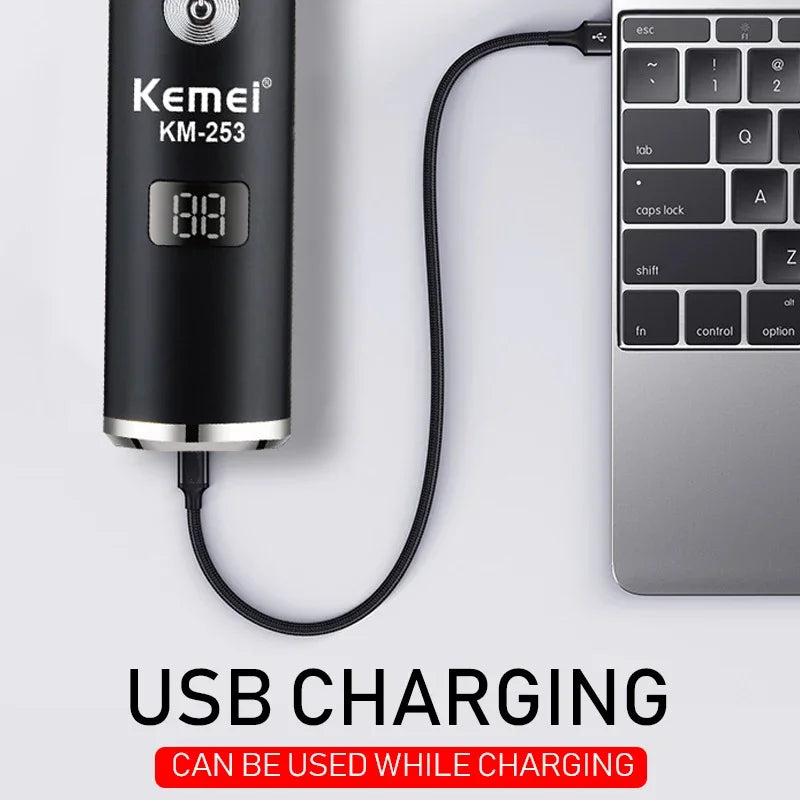 Kemei KM-253 Professional Hair Clipper USB Charging Hair Cutting