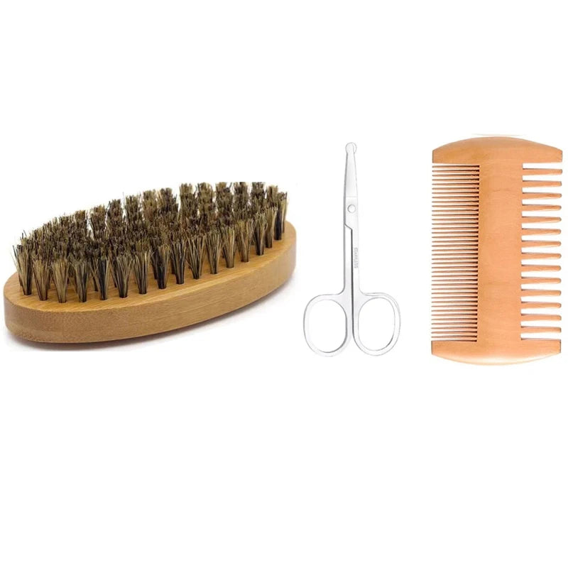 Men's Shaving Brush Set Boar Bristle Portable Barber