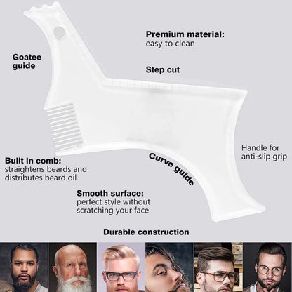 Men's Beard Comb Template Clear Ruler Styling Tool