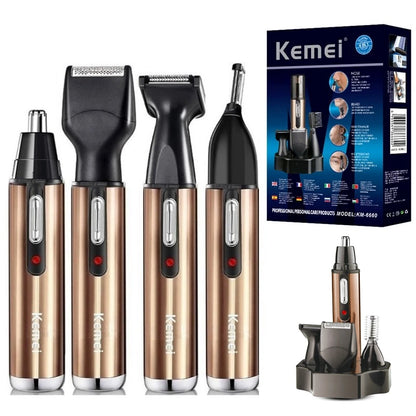 Kemei 4in1 Rechargeable Ear Nose Hair Trimmer Beard Grooming