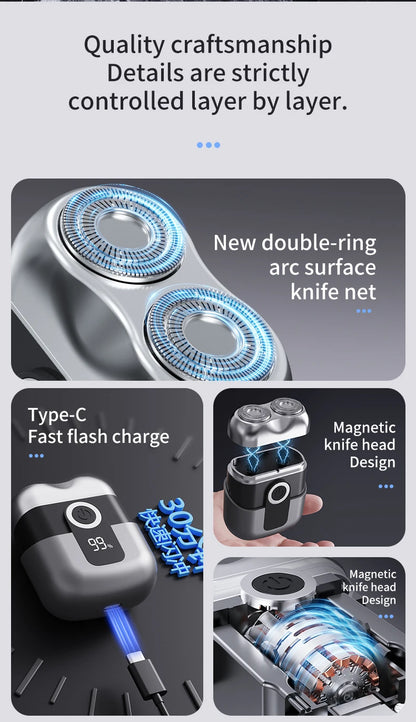 Mini electric shaver compact and fast charging