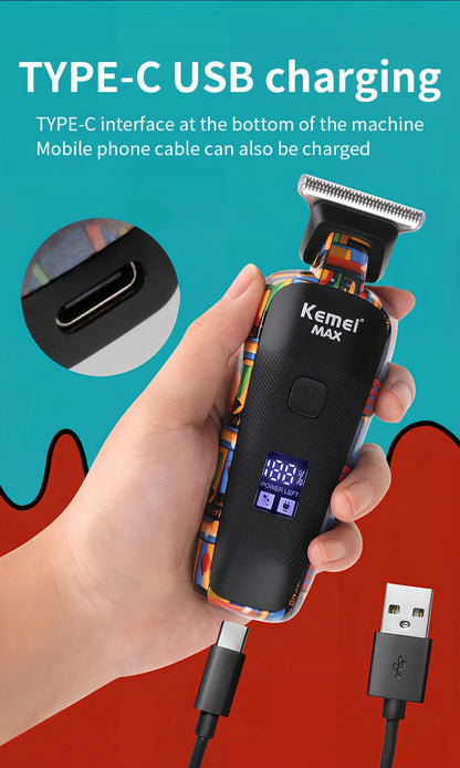 Kemei Graffiti Electric Hair Clipper Kit Men's Electric Shaver