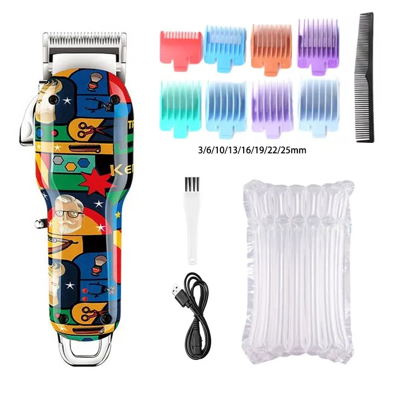 Kemei Rechargeable Graffiti Pattern Electric Hair Clipper
