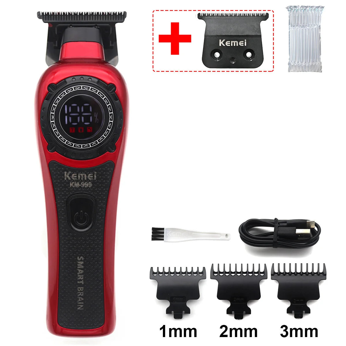 Kemei KM-999 Hair Trimmer for Men DLC T-Blade Zero Gapped