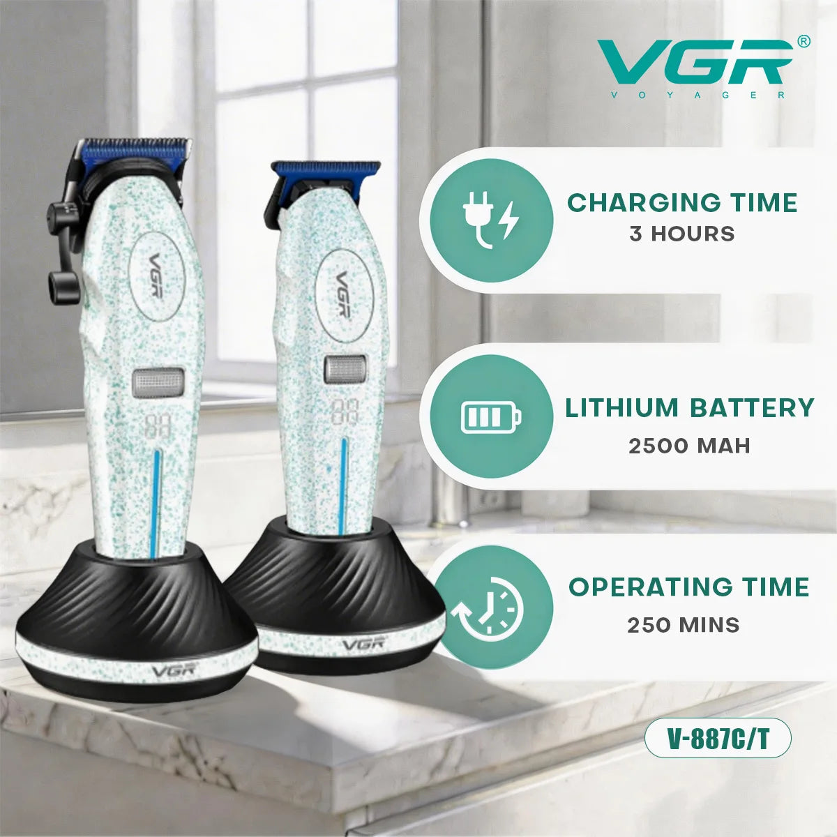 VGR Hair Trimmer 9000 RPM Clippers  V-887