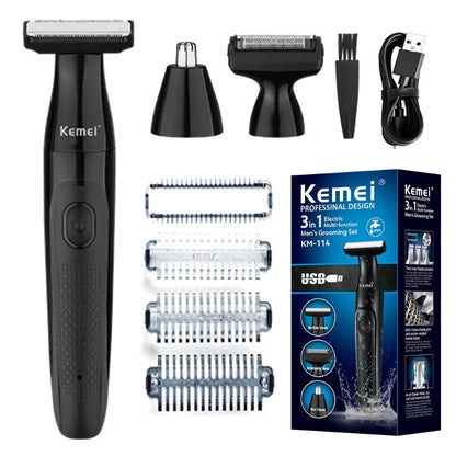 KM-114 3in1 Electric shaver for men wet dry electric razor