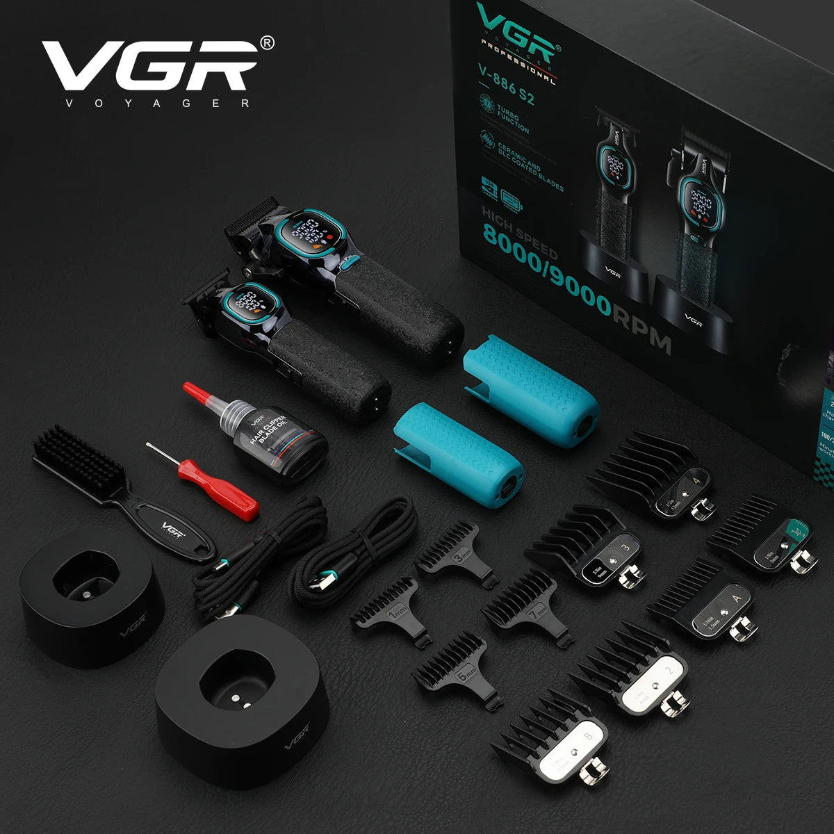 VGR high-end hair trimmer two-piece set V-886 S2