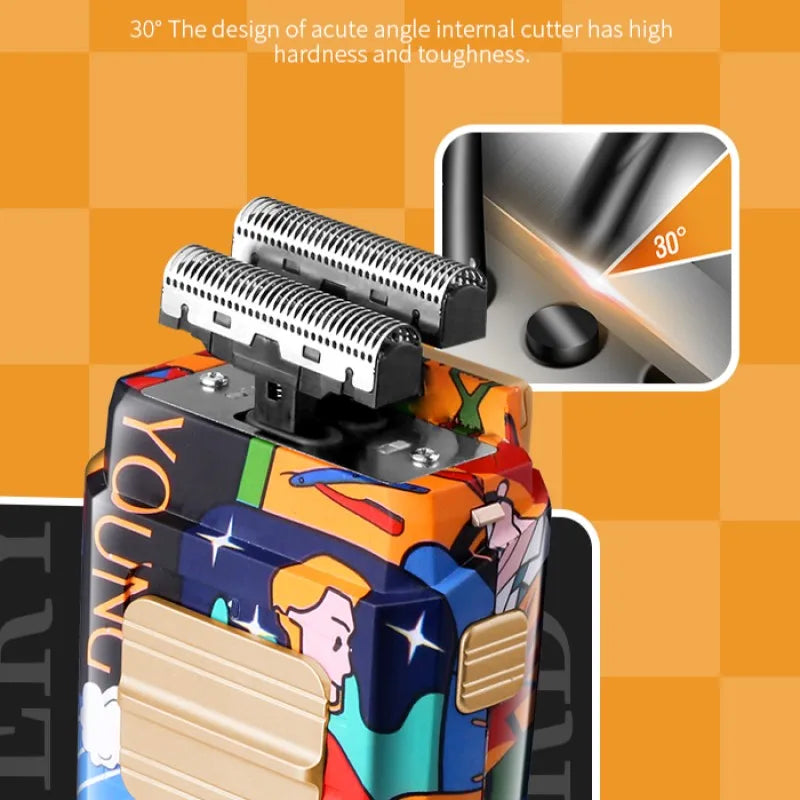 Kemei Professional Men Barber Hair Clipper Fashion Graffiti