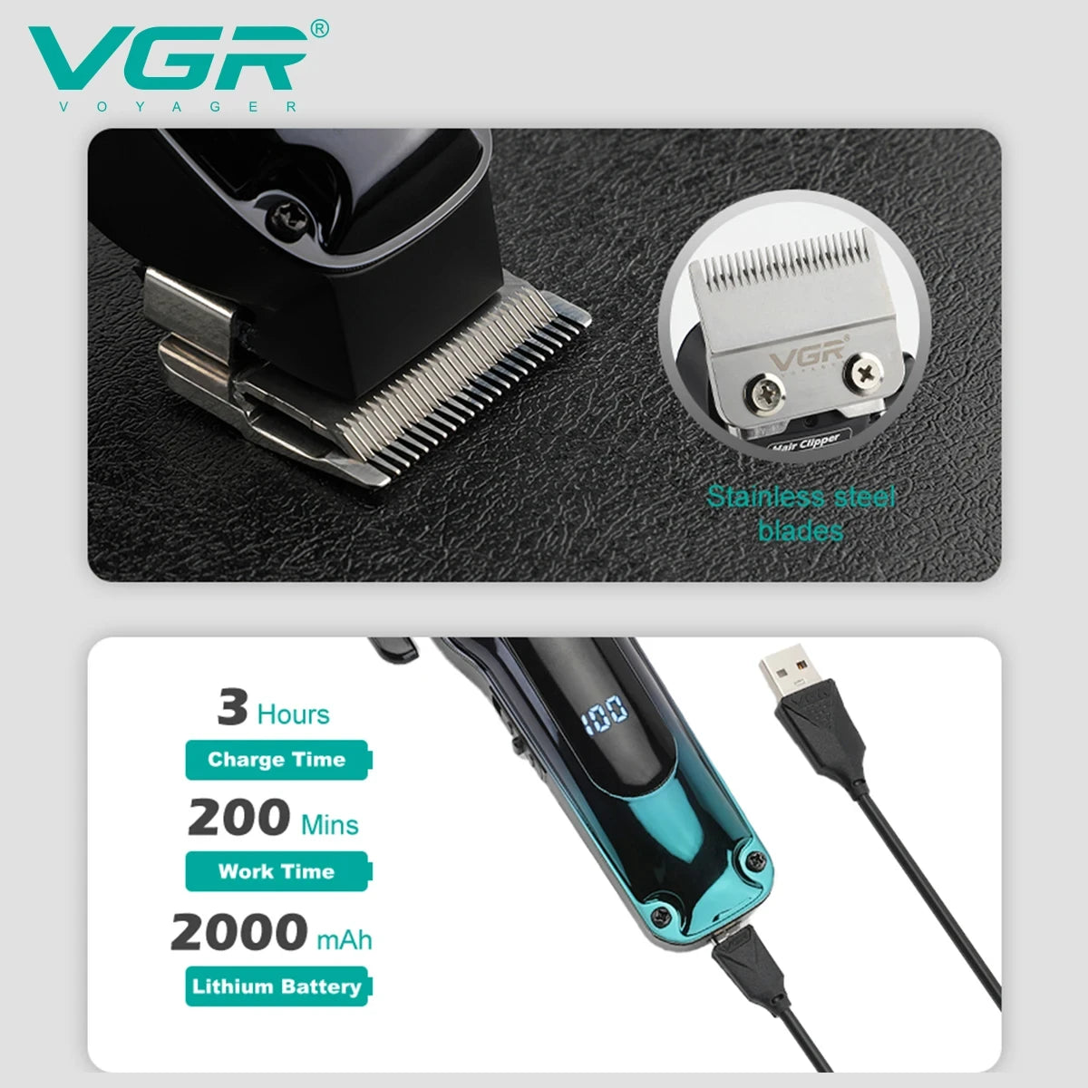 VGR V-013 professional electric clipper 6500 RPM